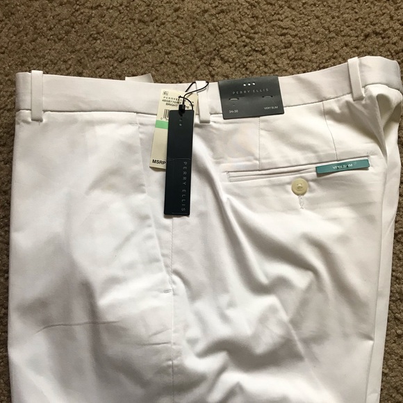 Perry Ellis Men Pant White Size 34/30 - Picture 4 of 10
